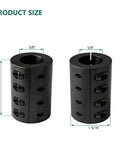 Rigid Shaft Coupling With Double Split Clamp Heavy Duty Build Bore 0.625 To 0.625 Outer Diameter 1.3125 Inches Length Two Inches Set Screws Ten Thirty Two By Half Inch Black Oxide 45C Steel ASTM 1045 size diagram
