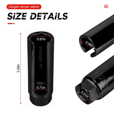 Heavy Duty Oxygen Sensor Socket With Side Wire Cutout For Easy O2 Removal And Installation, 3/8 Inch Drive size details.