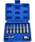 Top Shelf Broken Screw Extractor Set With Hex Socket Removal Tools For Stripped Bolts And Damaged Fasteners Perfect Auto Repair Kit In Metal Case Tough As Nails blue metal case with 7 extractor bits