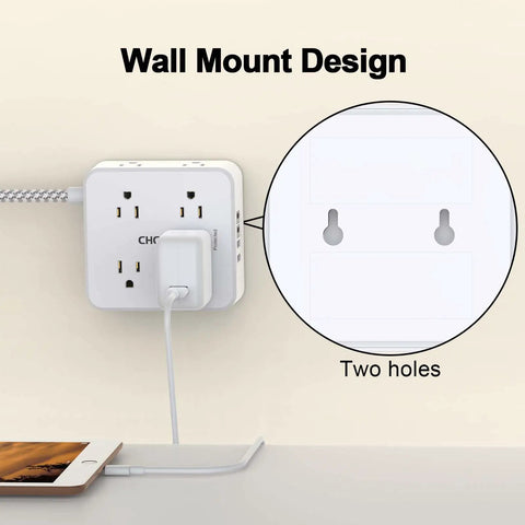 Zero Outlet Wars Boss Ready Surge Protector Power Strip with wall mount design and dual USB C charging ports.