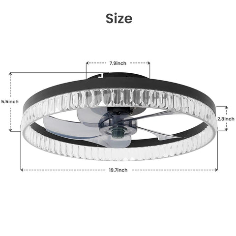 Dope Fandelier Ceiling Fan With Dimmable LED Lights, Quiet DC Motor, Remote Control, Flush Mount, Low Profile, 6 Speeds, Reversible Invisible Blades, 5 Blade Design, Perfect For Living Room Or Bedroom