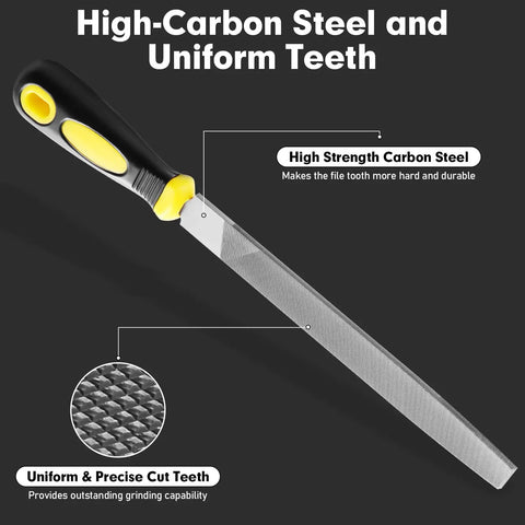 Flat Hand Metal File 8 Inch With Ergonomic Handle Pro Grade High Carbon Steel Bastard File For Metal Wood Stone Trimming Shaping Deburring