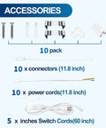 Accessories for 10 Pack LED Shop Light 8 Foot T8 72W 7200 Lumens Daylight White 6500K includes connectors, power cords, switch cords.
