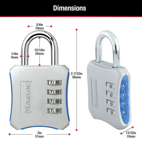 Resettable Four-Digit Locker Lock For Gym And School Lockers Blue Two Pack No Key Needed Durable Metal Body
