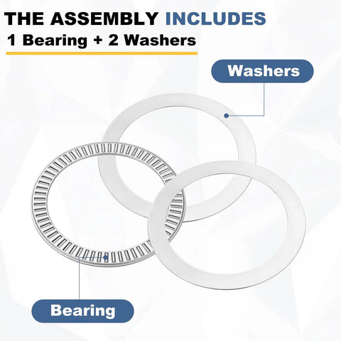 Beefy Heavy-Duty Thrust Needle Roller Bearing Set With Washers, Chrome Steel Precision Cage, NTA4052, Labeling Components
