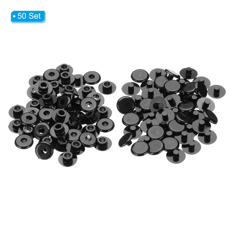 Top Shelf Black Plastic Chicago Screws 50 Piece Set Binding Posts M5x3mm in black, ideal for scrapbooking and quick fixes.