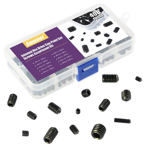 400Pcs Allen Head Socket Cup Point Set Screws Kit With 10 Sizes M3 M4 M5 M6 M8 Internal Hex Drive For Doors Handles Faucets