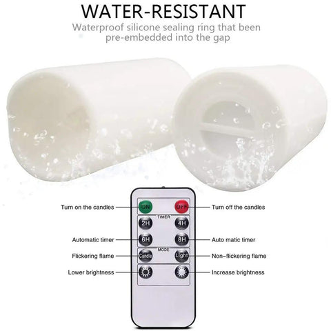 Set Of 6 Flameless LED Candles With Realistic Flicker, Battery Powered showcasing water resistance and remote control