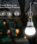 Off Grid Solar Light With Dual LED Bulbs And Solar Panel Pendant glowing in outdoor night setting, energy saving