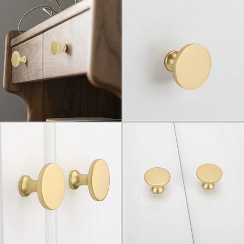 10 Pack Gold Cabinet Knobs Set Matte Gold Mushroom Round Brass Drawer Handles For Dresser And Kitchen Cabinets
