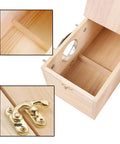 Interior view of Paulownia Wood Nesting Box For Pet Birds with hinge mechanism and divider for secure breeding home.