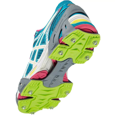 Ice Traction Cleats For Running Shoes, Lightweight Grip With Full Sole Coverage, Grey Green, X Large, showing heel cleats
