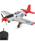 P51 Mustang Style RC Plane With Brushless Motor, 2.4GHz 4 Channel Remote, showing durable EPP construction and red tail design