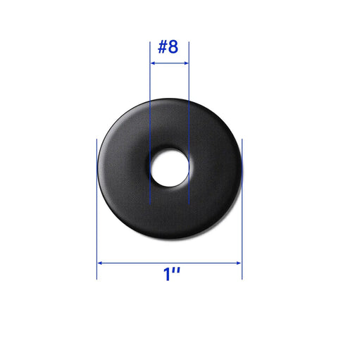 Bulk Pack Fender Washers No 8 Inside Diameter One Inch Outside Diameter Stainless Steel 304 18-8 Black Oxide Flat Washers For Screws And Bolts Durable Heavy Duty Corrosion Resistant #8 washer 1 in OD black finish