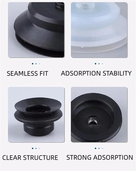 PJG 5 Pack Double Layer Silicone Vacuum Suction Cups For Pneumatic Robot Gripper showcasing different designs for optimal grip.