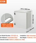 Badass Carbon Steel NEMA 4 Electrical Enclosure 24X24X12 with wall-mount installation and cold rolled steel construction.