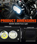Electric Dirt Bike Headlight Kit With Aluminum 6000K To 6500K LED Bar dimensions and design display