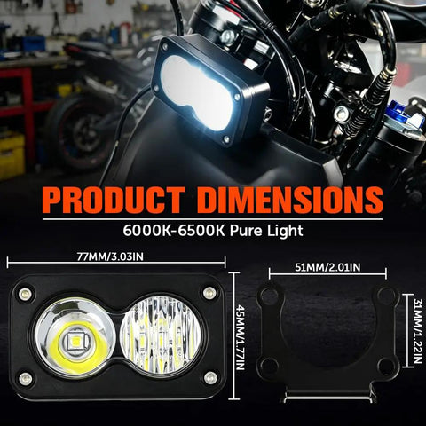 Electric Dirt Bike Headlight Kit With Aluminum 6000K To 6500K LED Bar dimensions and design display