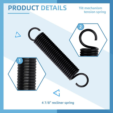 Dead Nuts Reliable Recliner Extension Springs Four Point Seven Five Inch Heavy Duty Replacement Parts smooth glide tension spring close-up.