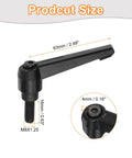 Pair Of Heavy Duty M8 X 16mm Adjustable Knob Handles featuring black design, size dimensions and ratchet locking bolt detail.