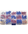 Solid 300Piece Assorted Insulated Electrical Wire Crimp Connectors With Spade Butt Ring Fork Terminals And Rolled Lugs Set In Handy Box, assorted terminals
