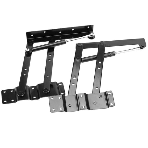 Heavy Duty 150N Kickback Lift Hinge For Solid Oak Coffee Tables Rustproof Steel Furniture Hardware in black finish.