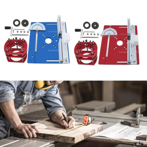 Ridiculously Solid Aluminum Router Table Insert Plate For Your Workshop Slick Sliding Surface Rust Resistant Replacement For Woodworking And Heavy Duty Carpentry Builds Red and Blue Router Plates with Accessories