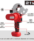 Crafthydro 21V Cordless Battery Electric Ratcheting Cable Cutter Heavy Duty Tool with LED display and maximum cut diameter of 2 inches.