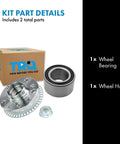 Wheel Bearing And Hub Kit Compatible With Audi TT Quattro 2000 Through 2006 Beetle 1998 Through 2010 Golf 2000 Through 2005 Jetta 1999 Through 2005 Includes One Bearing And One Hub Easy DIY Swap For VW And Audi Models, showing a metal hub and bearing, with packaging in the background.