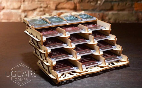 3D Wooden Card Holder Puzzle for Board Games A Sliding Card Case That Holds Up to 12 Decks Perfect for Family Game Night Tabletop and Role Playing Sessions A Mechanical Wood Build Kit for Adults, wooden 12-slot card holder