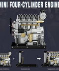 Dope 1 of 10 Scale Metal OHV Inline Four Engine Model Kit For DIY Builders, Realistic L4 Motor With Electric Drive, Cooling System, 300 Plus Parts, STEM Mechanical Engineering Project For Adults, Premium Display Model, mini four-cylinder engine model with accessories