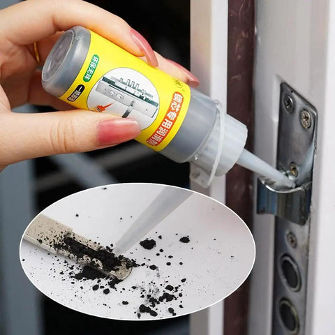 Applying Two Pack Lock Cylinder Graphite Lubricant Powder with Needle Tube to a door lock cylinder for smooth operation.