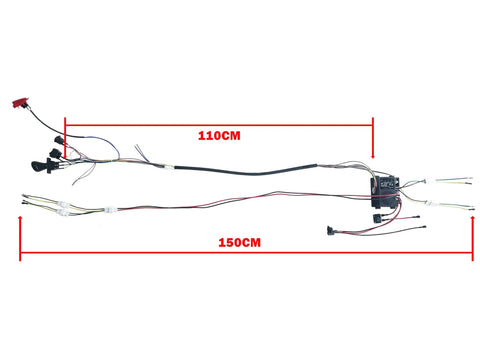 24V DIY Wiring Harness Kit For Kid Ride On Toys With 2.4G Wireless Control Box labeled with 110CM and 150CM dimensions