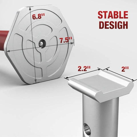 Close-up of components from 3 Ton Aluminum Jack Stands With Locking Pins, showing stable design with measurements indicated.