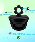 2 Pack Universal Silicone Bathtub Drain Stopper Plug For Tub And Sink Drains Black With No Fuss Seal showing spiral design