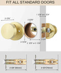 Diagram showing installation of Brushed Gold Privacy Door Knobs Set, Heavy Duty Zinc Alloy Interior Door Knobs For Bedroom And Bathroom