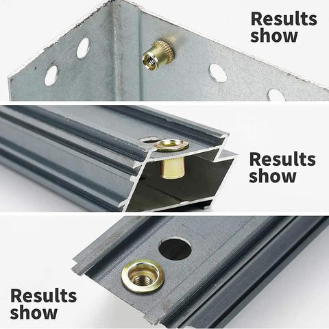 Rivet Nut Tool Mandrels Kit For M3 To M10 results on metal surface with installed rivet nut showing secure fit.