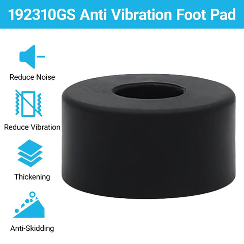 Heavy Duty Anti Vibration Rubber Feet Pads Bumpers for Air Compressors, Generators, and Pressure Washers displayed in black with noise reduction icons