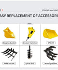Accessories for Towable Mini Backhoe Loader 4x4 Compact Front End Loader And Excavator For Small Farms Homesteads And Property Maintenance