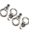 Beefy Stainless Steel Eye Bolts With Nuts Pack Of Four Quarter Inch By One Inch Lifting Rings shown from top view