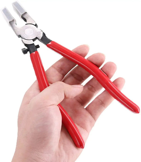 Dope Key Fob Hardware Kit With Glass Running Pliers For Easy Key Fob Install, red-handled pliers in hand