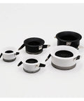 7W/9W/12W/15W COB LED Downlights Dimmable Recessed Ceiling Lights in black and white sizes with adjustable clips.