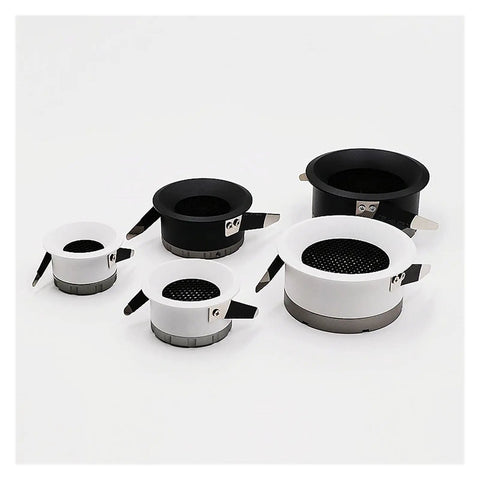 7W/9W/12W/15W COB LED Downlights Dimmable Recessed Ceiling Lights in black and white sizes with adjustable clips.