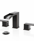 Oil Rubbed Bronze 3-Hole 8-Inch Widespread Bathroom Faucet With Two Handles, Metal Pop Up Drain Assembly, CUPC Water Supply Lines