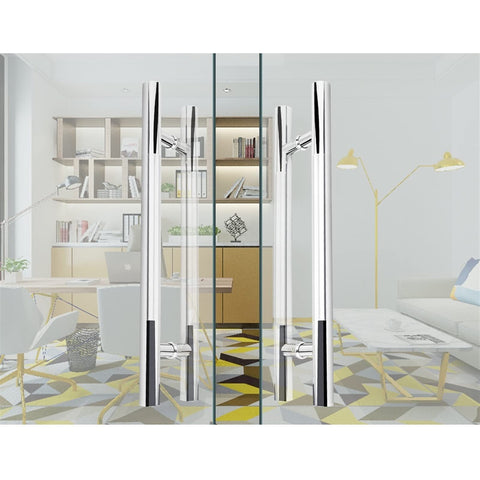 Heavy Duty Stainless Steel Gate Hardware Round Tube Door Handle For Glass And Wood Doors Push Pull Style 60x40 Cm in office