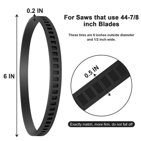 4 Pack 45 69 0010 Blade Pulley Tires For Deep Cut Band Saw Replacement, 6 Inch Outside Diameter, Half Inch Wide Rubber Belts