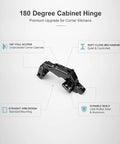 180 Degree Cabinet Hinge With Straight Arm For Corner Cabinets Full Overlay Door Hinge Easy Retrofit For Glass And Wood Doors