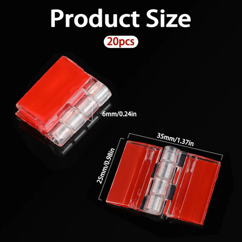 20 Pack Acrylic Self Adhesive Clear Mini Hinges For Crafts And DIY Projects with size dimensions 35x25 mm and red backing