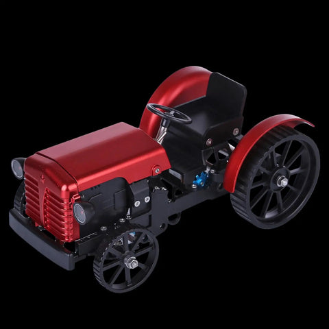 Dope Metal DIY Tractor Engine Kit With Suspension And Lights App Remote Control For STEM And Science Demo, red metal tractor model