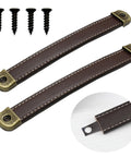 Leather Suitcase Luggage Pull Handles 2 Piece Set For Cabinets Dressers Drawers And Doors With Screws Black Brown Finish